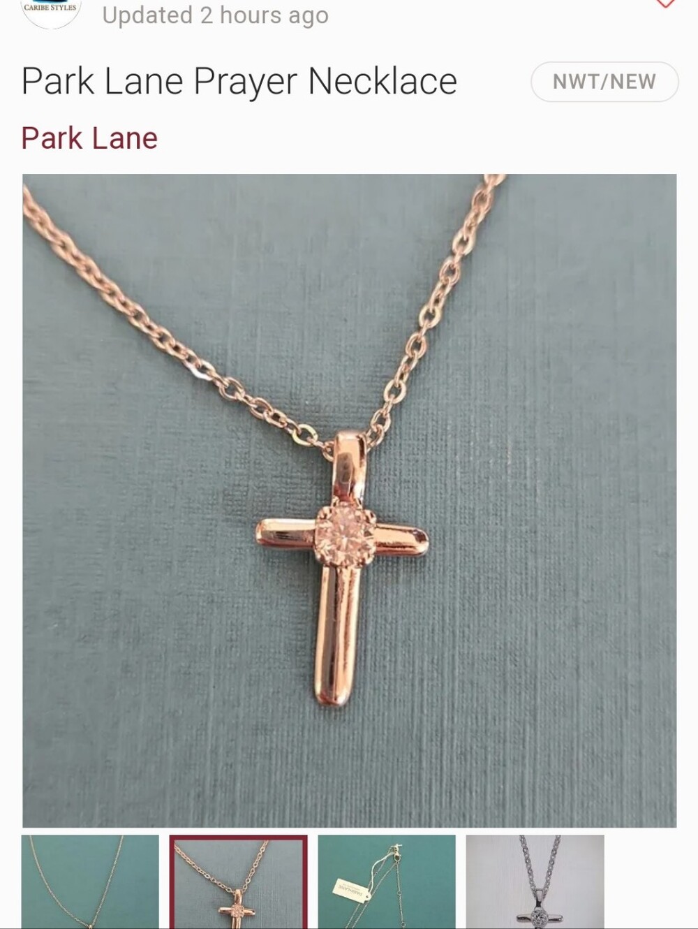 Park Lane silver cross Pendant with Center Crystal